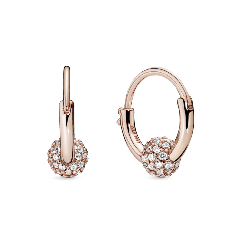 Aretes de Aro Engaste Pavé Recubrimiento en Oro Rosa de 14K