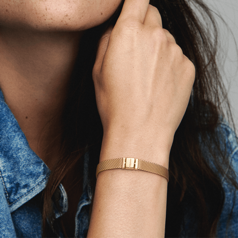Brazalete de Malla Pandora Reflexions con Recubrimiento en Oro de 14K