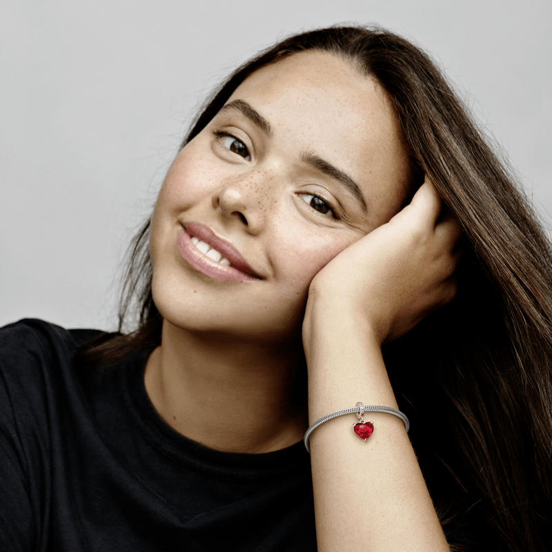 Charm Colgante Cristal de Murano Corazón Beso Mickey y Minnie Mouse de Disney