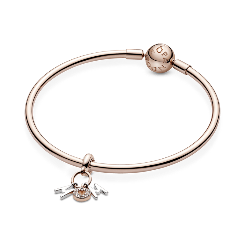 Charm colgante Mom letras de Recubrimiento en Oro Rosa de 14k