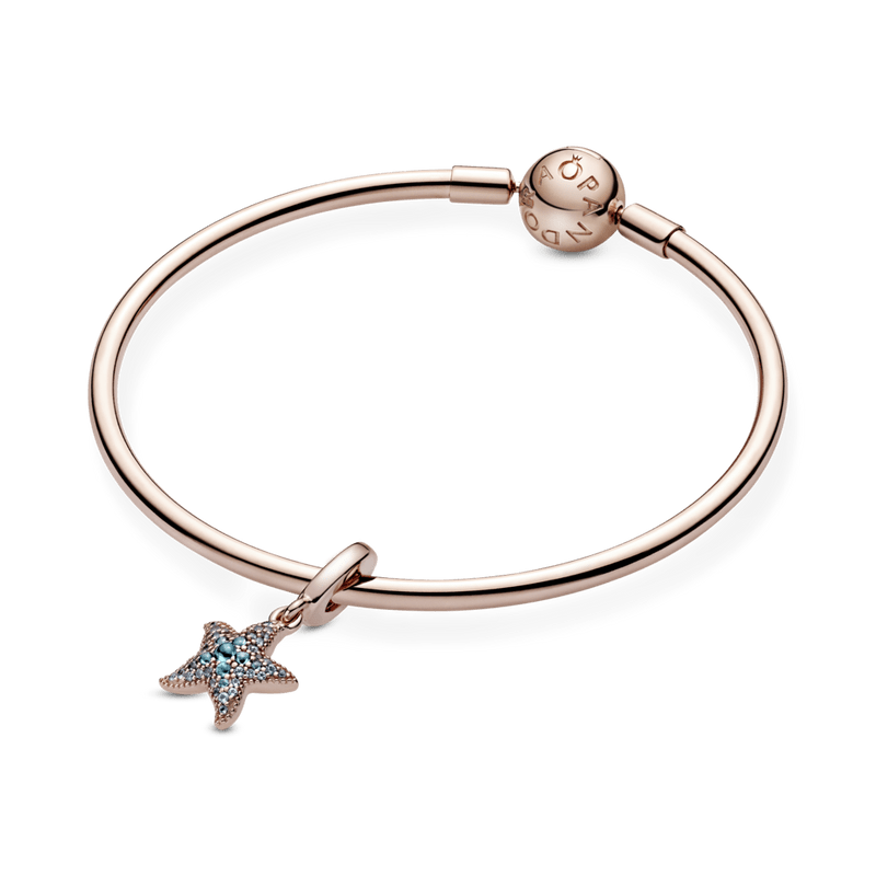 Charm Colgante Estrella De Mar Reluciente Recubrimiento en Oro Rosa de 14k