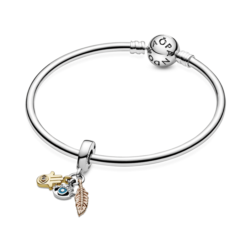 Charm colgante Hamsa, el Ojo que todo lo ve y Pluma de espiritualidad