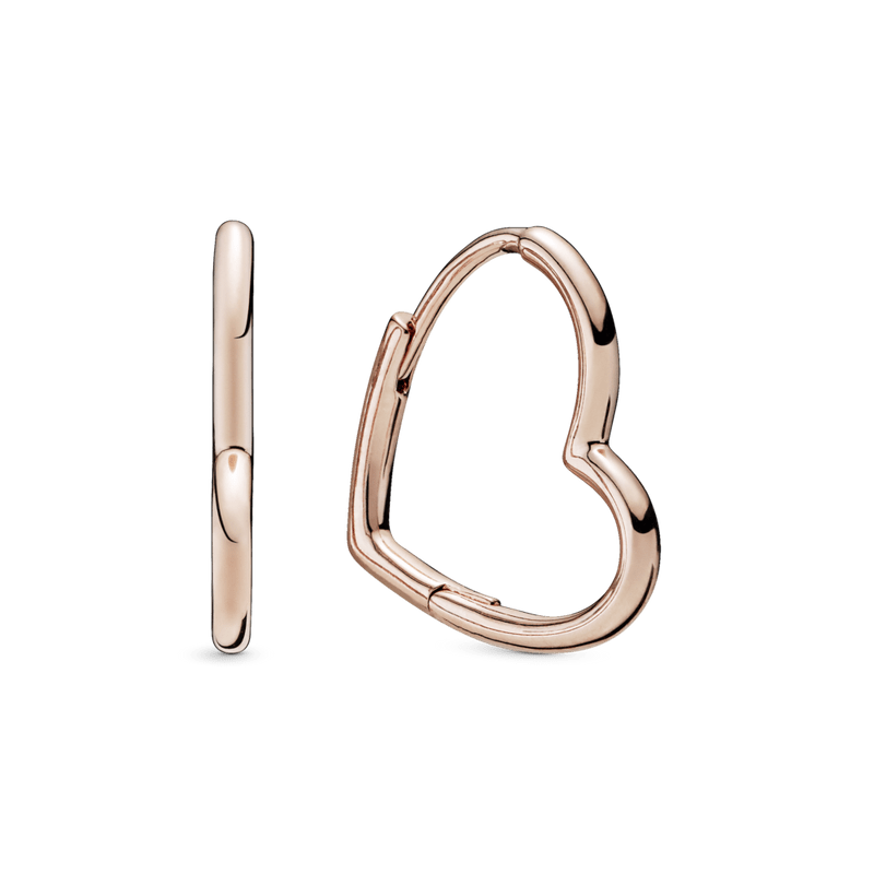 Aretes de aro Corazón asimétrico Recubrimiento en Oro Rosa de 14k