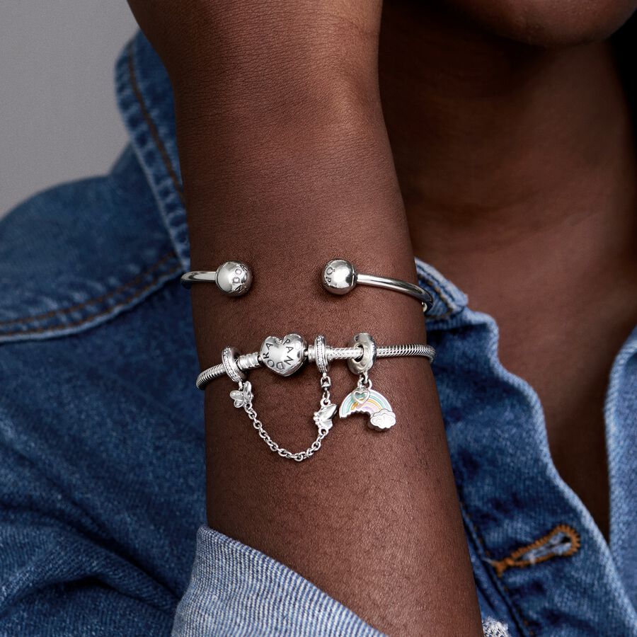 Cadena de seguridad en plata de ley Mariposas