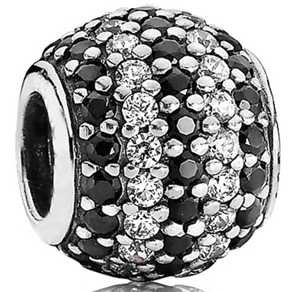 Charm Abalario Pelota Redonda Zirconita Negra #1