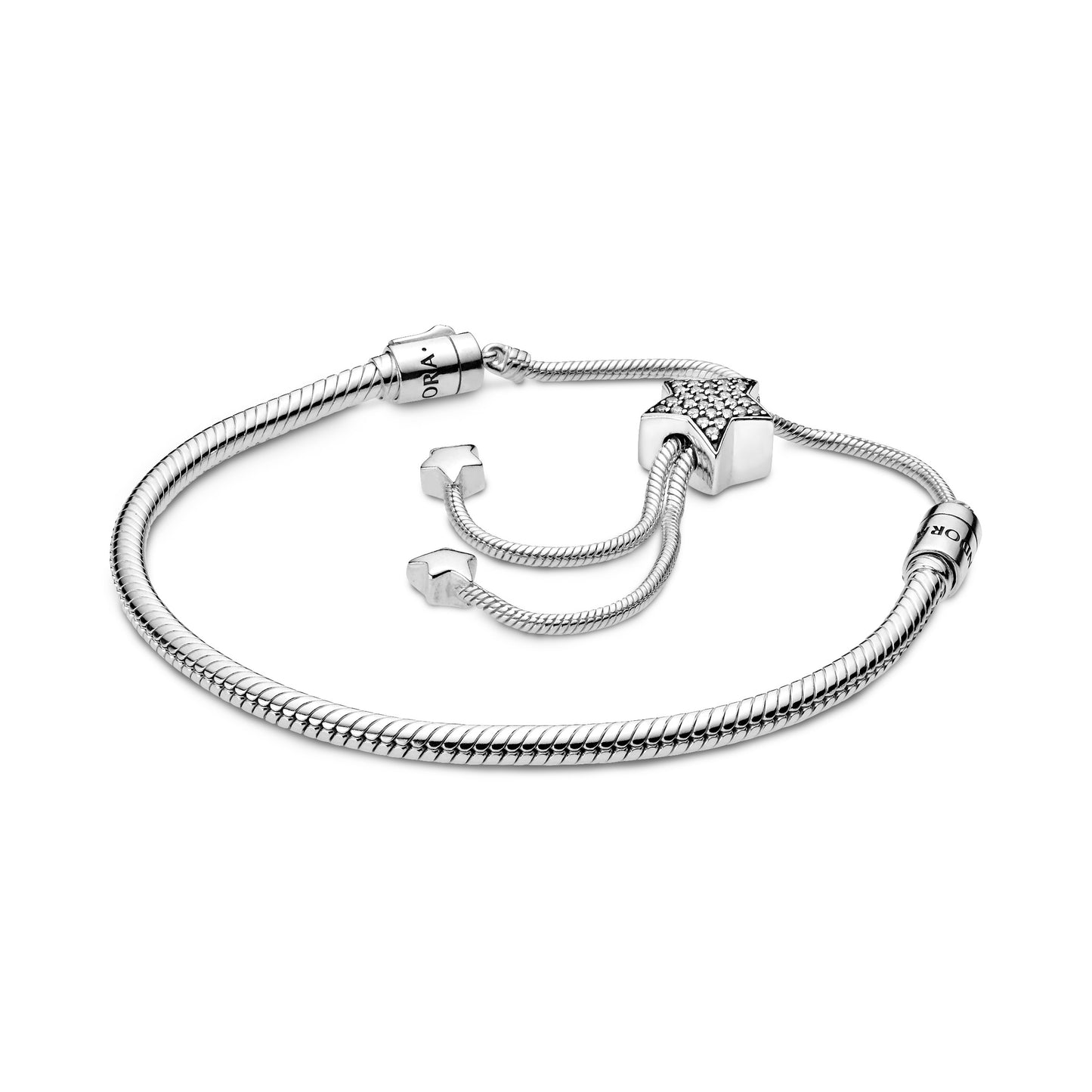 Pulsera deslizante con Cadena de serpiente y estrella pavé