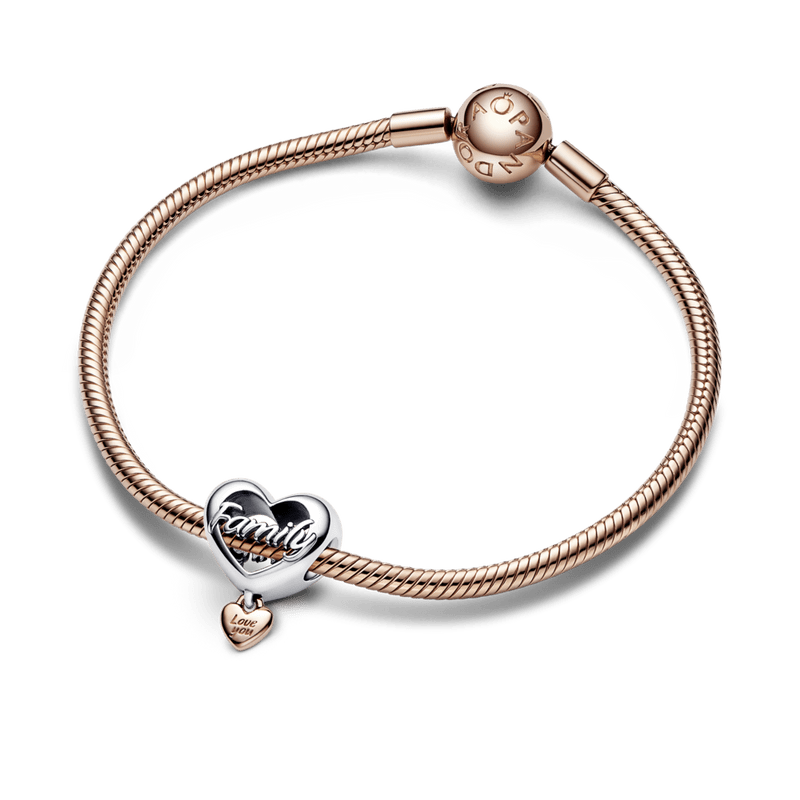 Charm Corazón de Familia Te Amo Recubrimiento en Oro Rosa de 14K Family