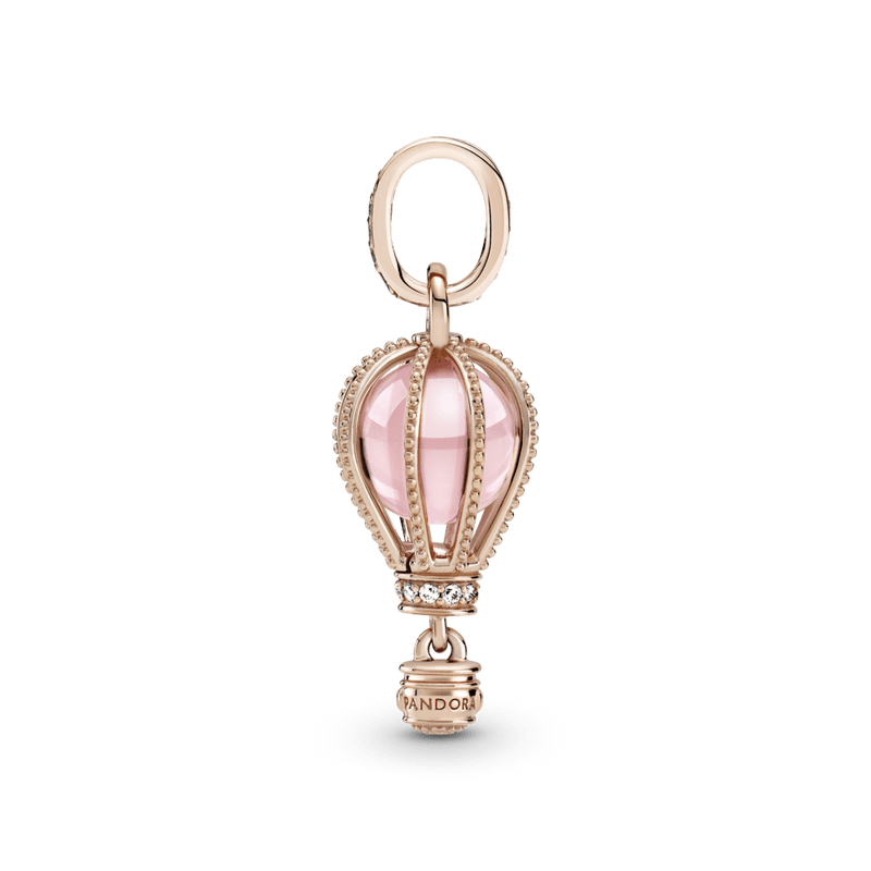 Charm Colgante Globo Aerostático Rosa Resplandeciente Recubrimiento en Oro Rosa de 14k