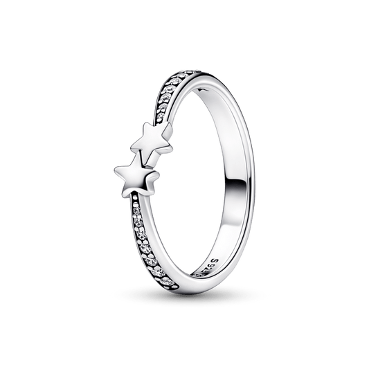 Anillo Estrellas Fugaces Relucientes Plata Esterlina