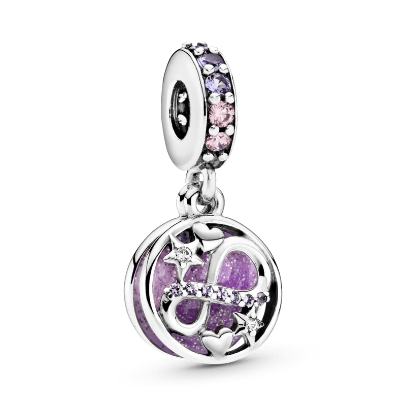 Charm colgante deslumbrante Infinito con corazones y estrellas