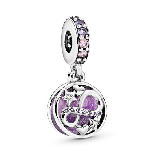 Charm colgante deslumbrante Infinito con corazones y estrellas