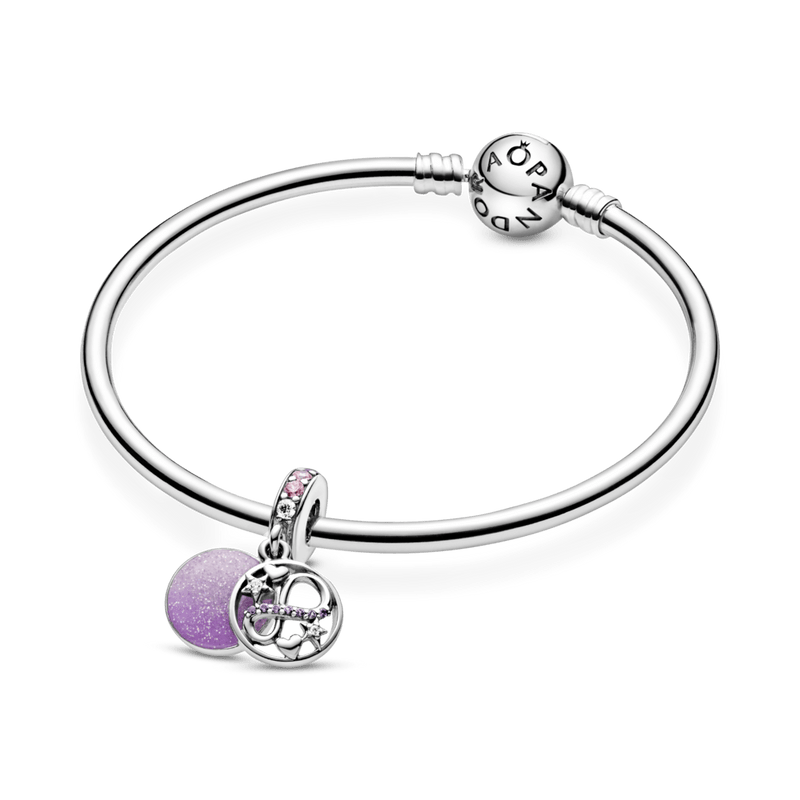 Charm colgante deslumbrante Infinito con corazones y estrellas