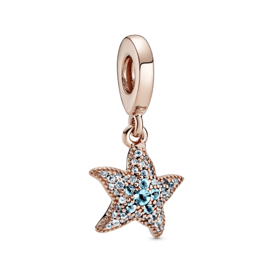 Charm Colgante Estrella De Mar Reluciente Recubrimiento en Oro Rosa de 14k