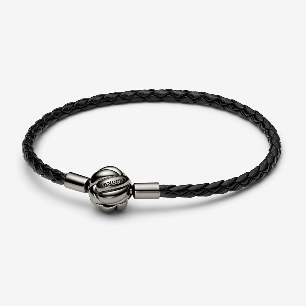 Brazalete de Cuero Tejido Nudo de Amor