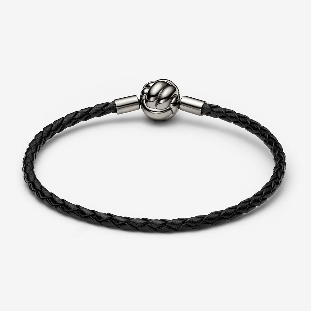 Brazalete de Cuero Tejido Nudo de Amor