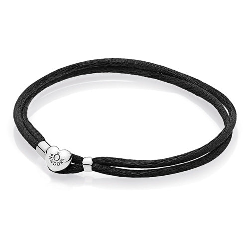 Brazalete Moments de cordón de tela, negra