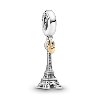 Charm Torre Eiffel con Corazon de Oro 14k