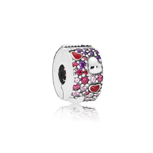 Charm de Clip Pavé de Corazones Asimétricos